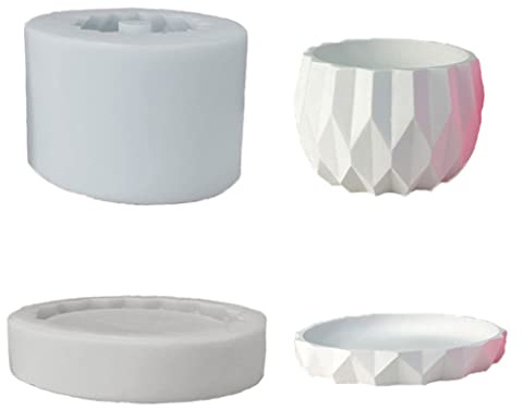 Geometric Flowerpot Silicone Round Plant Pot Mold with Base for Making Candles Handmade Soap Flower Pot Resin Molds Silicone