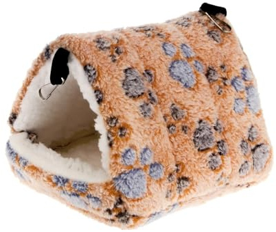 Hamsterhaus, warme, weiche Betten und Häuser, Nagerkäfig, bedruckte Hängematte für Ratten, Baumwolle, Meerschweinchen, Zubehör, Kleintiere (Braun, S)