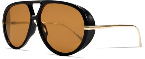 GUVIVI Retro Gold Aviator Sunglasses for Women Men, 2026 Metal Oversized 70s Aviators Black Sun Glasses