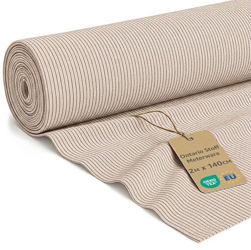 Stoff Meterware Cordstoff 2 M x 140 cm - Polsterstoff Möbelstoff Stoffe zum Nähen Cord Dekostoff Gardinenstoff Möbelstoffe für Sofa Decke Bettwäsche und Kissen Bezug Oeko-Tex Beige