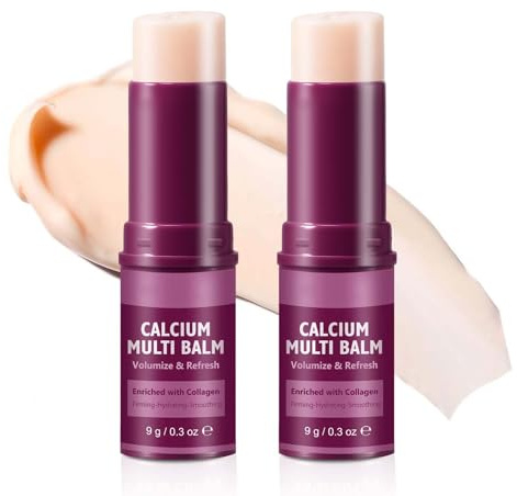 Baume Multi-Actions au Calcium & Collagène | Soin Fermeté, Hydratation et Liftant pour le Visage, les Yeux et le Cou | 2 Unités