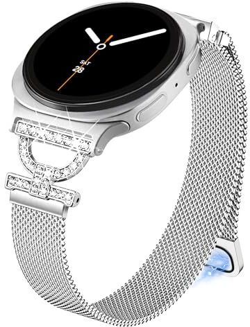 Ocaer Kompatibel mit Samsung Galaxy Watch 9/8/7/FE/6/5/4 Armband 40mm 44mm, 8 Classic/6/4 Classic, 5 Pro, Active 2, Glitzer Magnetisch Edelstahl Watch Armband, Elegant Metall Band für Damen