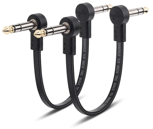 Shaevle Guitar Patchkabel TRS 6.35mm Klinkenpatchkabel Rechtwinklig | Noise Free Pedalboard-Patchkabel, Winkel Patch Cable für Gitarreneffektpedale (15+15cm)