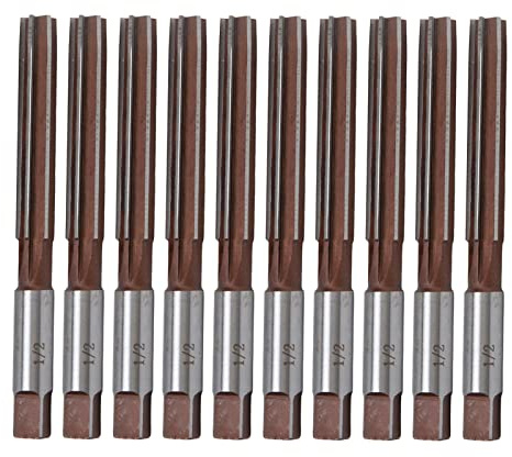 Gearwell Juego de escariadores manuales, 10 piezas, escariadores de flauta recta de 1,2 pulgadas, herramientas de escariado de 9 SiCr de 6 hojas para acabado de orificios de