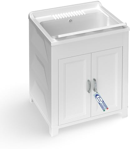 Sicignano Mueble fregadero de resina PP 60x50x85 cm para lavandería y garaje, uso interior y exterior