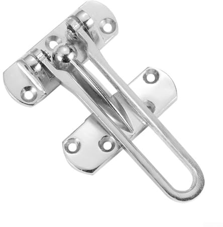 Serratura a barra, con catenella di sicurezza, per porte residenziali, per ventilazione e sicurezza a prova di bambino (argento)