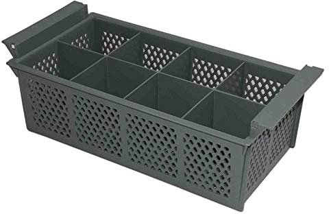 eZone Cutlery Holder Plastic Basket Eight Compartment for Commercial Dishwasher, Grey
