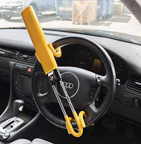 UKB4C Heavy Duty Steering Wheel Lock High Security Anti Theft Twin Bar Hook for Audi A1 A3 A5 A6 Q3 Q5 Q7 etc
