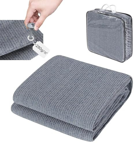 Laneetal Vorzeltteppich 250x300cm, Campingteppich Outdoor mit Heringe Campingmatte, Zeltunterlage,Outdoor Teppich für Wohnmobil, Zeltteppich mit ösen Tragetasche aus HDPE 280 g/㎡, Zeltböden,Blau-Grau