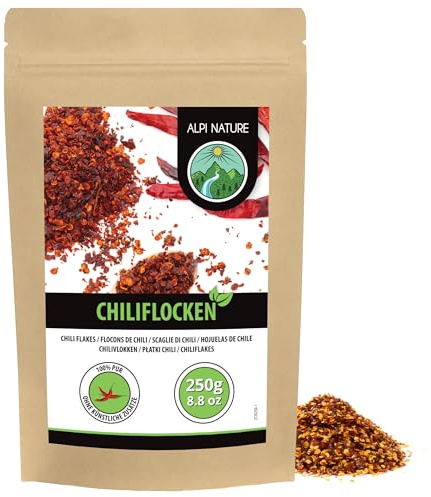 Alpi Nature Chiliflingor 250g, Torkade Chiliflingor Capsicum Annuum, Chili Flingor för Matlagning