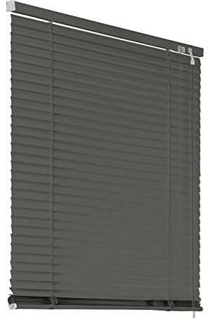 Deco4Me Alu Jalousie mit Bohren für Wand- & Deckenmontage (Grau, 80 x 220 cm) - Fenster Rollo mit Aluminium-Lamellen 25 mm breit - Venetian Blinds, Jalousetten, Lamellenjalousie, Lamellenrollo