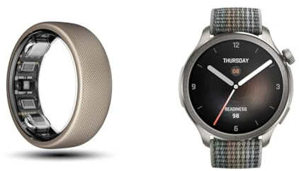 Amazfit Balance Smart Watch, NFC kontaktlose Zahlung, AI Fitness Coach Schlaf & Gesundheit Tracker mit Körperanalyse, GPS, Alexa, Bluetooth Anrufe, AMOLED, 14 Tage Akkulaufzeit & Helio Ring Größe 12