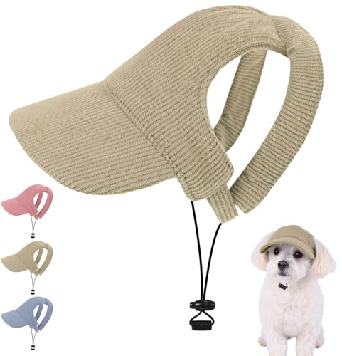 Yoolhamy Hundehut, Sonnenschutz für Hunde, Sommerschutz, niedlicher Welpe, kleine, mittelgroße und große Hunde, Baseballkappe mit Kinnriemen (Khaki, S)