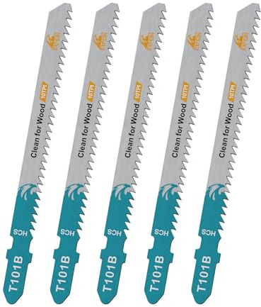 EXFEIN 5 hojas de sierra de calar HCS para madera contrachapada de madera blanda, accesorio profesional (T101B)