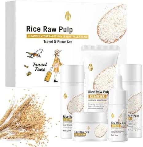 Rice Toner Gesichtswasser, mit Rice Serum, Rice Toner Koreanisch, Anti Aging, Anti-Wrinkle, travel Gesichtsreiniger Serum Lotion Feuchtigkeitscreme