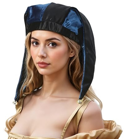 ANDHOM Cappello da giullare medievale per cosplay, pagliaccio medievale, campane, per adulti, per Halloween, carnevale, festa (blu e nero)
