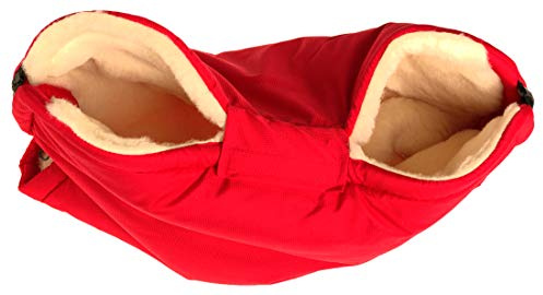 Kaarsgaren Handwärmer für Kinderwagen Rot, warmer Handmuff mit Merinowolle Innenfutter, Universalgröße für Buggy, Jogger, Radanhänger (Rot)