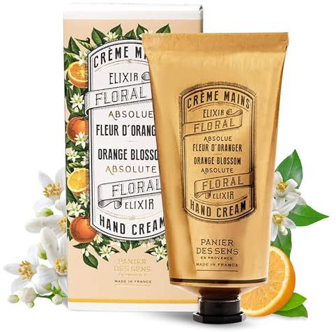 Panier des Sens Orangenblüten Handcreme für sehr trockene Hände 75ml - Hand Cream mit Mandel- und Olivenöl für intensive Pflege - 97% natürliche Inhaltsstoffe - hergestelt in Frankreich