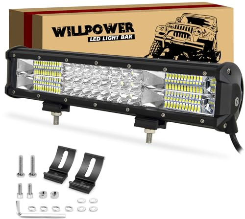 Willpower Arbeitsscheinwerfer led 12v, 15 Zoll 38CM 216W Offroad LED Scheinwerfer 12V 24V Flutlicht Spotlight Combo IP67 Wasserdicht Nebelscheinwerfer für Traktor SUV ATV LKW Auto Zusatzscheinwerfer