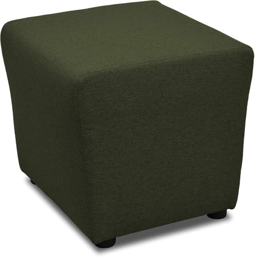 DOMO. collection Polsterhocker Bob, Sitzhocker, Sitzwürfel, Fußhocker, 46 x 46 x 43 cm (BxTxH), Webstoff in grün | Hocker als vielseitiger Sitz- und Fußhocker für Wohnbereich und Lounge, 46 x 46 x 43 cm (BxTxH)