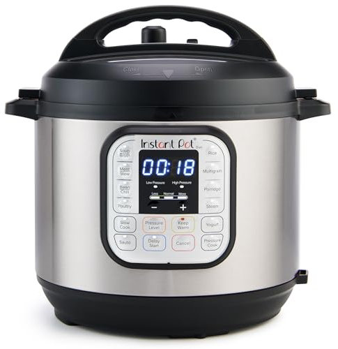 Instant Pot Duo 80 7 in 1 Pentola a Pressione Elettrica/ Vaporiera / Scaldavivande in Acciaio Inossidabile, Adatta a Cucinare Riso, Zuppa, Verdura e Yogurt a Cottura Lenta, 8 L