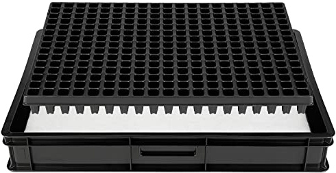 GREEN24 Anzucht System GW-285 bestehend aus Profi Wasserwanne GW657, passender Kapillarmatte (Wasseraufnahme 3L je qm) und Topfplatte mit 285 Töpfen (23x23mm, 54mm hoch) im Euromaß (600 x 400mm)