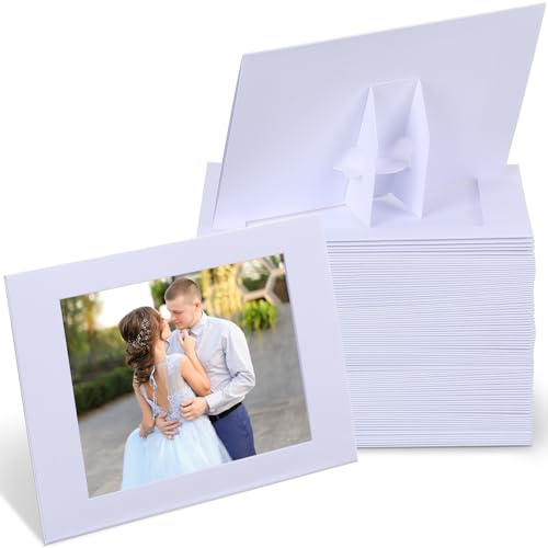 Maitys 100 Pack 4 x 6 Inch Standing Paper Picture Frames Inserts Paper Photo Frame Cards DIY Cardboard Photo Easels Bulk for DIY Craft Decoration New Year Birthday Graduation Wedding(White)