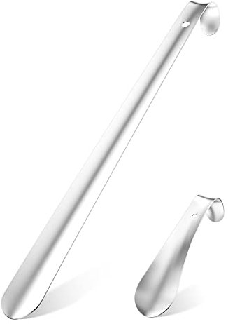 Relota 2 stück Schuhlöffel (42cm/16cm), Schuhanzieher Edelstahl, Shoe Horn Metall Sehr Stabile Ausführung, Schuhlöffel Metall Shoehorn Lang Edelstahl für Reisen -Mann Frauen Kinder Senioren