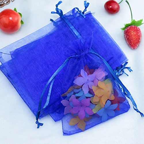 100 Stück Organzasäckchen,15x20cm Organzabeutel Säckchen Geschenkbeutel Organza, Schmuckbeutel Hochzeit-Säckchen mit Kordelzug Für Festival süßigkeiten Party Und Hochzeit Weihnachten-Dunkelblau