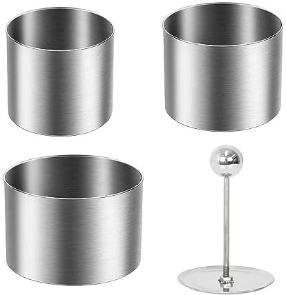 Tolenre Juego de anillos para tartas de acero inoxidable, anillos de postre, anillos de cocina, 3 unidades, diferentes tamaños, redondos, anillos para tartas, con elevador, herramienta para hornear,