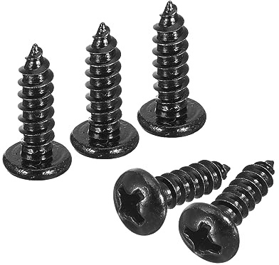 sourcing map #6 x 1/2 Phillips Pan Head Self-tapping Screw, 100pcs - 304 Stainless Steel Round Head Wood Screw Full Thread (Black)