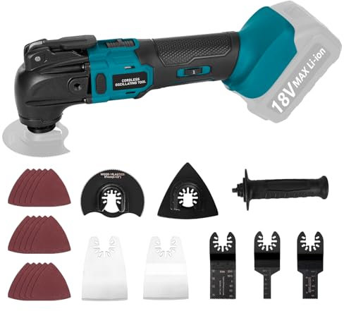 Yofuly Multitool Akku Multifunktionswerkzeug für Makk-ita 18v Akku, Oszillationswerkzeug 6 Einstellbare Geschwindigkeiten, Multimaster zum Trennen, Schleifen und Schaben (ohne Akku)