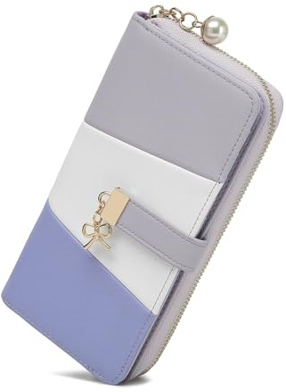 Miss Lulu Damen Geldbörse Klassische Lange Reißverschluss Portmonee Multi-Kartensteckplätze Kunstleder