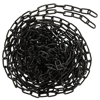 VIDETOL 8 Metres Length 304 Stainless Steel Chain, 3mm Heavy Duty Black Galvanized Steel Welded Link Chain for Fence Gate, Garage Doors, Swing and Bicycle Security
