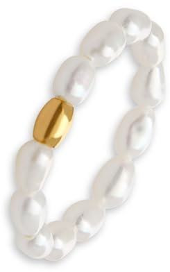 GD GOOD.designs Perlenring elastisch aus echten Süßwasserperlen | Wasserfest | Hautverträglicher Unisize Ring mit 18 Karat Gold Perle