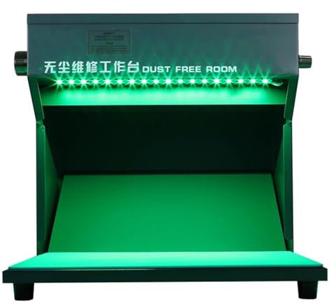 Laminar Flow Hood Air Flow Clean Bench - Tragbarer, staubfreier Raum-Arbeitstisch mit 2 Lichtmodi, einstellbare Helligkeit für Handy-Reparatur und Folie