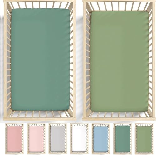 Bunnyjik - GOTS Organic Cot Bed Sheets 140 x 70 fitted – Airy & Cooling 190GSM Organic Cotton- Pack of 2 Cotbed Fitted Sheet - Toddler Bed Sheets 140 x 70 - Cot Sheets 140 x 70 Fitted