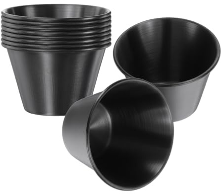 sourcing map 10pcs Stainless Steel Dishes, 2.5OZ Small Metal Dipping Bowl Serving Dishes Condiment Cups for Home Party Restaurant Picnic Travel, Round Black