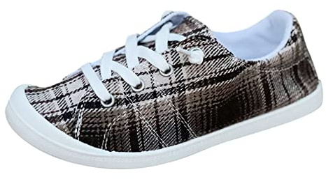 Mocassini con Stampa Scozzese per Donna Scarpe da Donna Scarpe Piatte in Tela Scarpe Casual vulcanizzate morbide Scarpe da Barca Donna Scarpe da Estive Scarpe