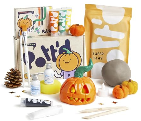 Pott'd Mini-Töpfer-Sets | Lufttrocknendes Töpferset für Erwachsene | Mit Farben, Töpferwerkzeugen und lufttrocknendem Ton ganz ohne Brennen | KOSTENLOSE Online-Anleitung | Perfekt für Anfänger