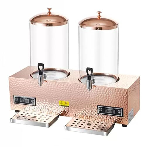 CAFIEDR Elektrisch beheiztes Glasgefäß, Heißgetränkeautomat für Buffets, Milchkessel für Hotels, hohe Temperaturbeständigkeit, Korrosionsbeständigkeit, 10 l * 2(Roségold)
