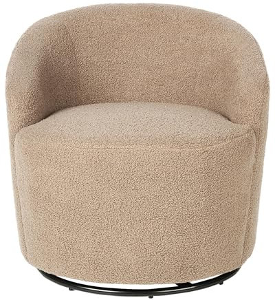 Beliani Drehsessel Bouclé beige Taupe 360° drehbar geschwungene Rückenlehne Retro Davik
