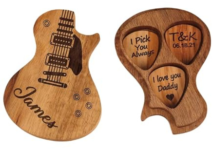 Personalisierte Gravierte Gitarre Plektrum Musikinstrument Fall Mit Plektrum, Hölzerne Gitarre Plektrum Musikinstrument Fall, Kreative Geschenke Für Musikliebhaber, Geburtstagsgeschenke