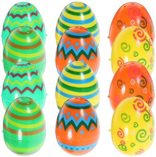 Veemoon 12pcs Reusable Fillable Easter Eggs Easter Egg Candy Boxes for Party Favors Present Wrapping and Decorations Egg