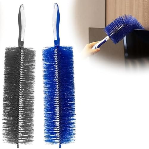 Flexible Fan Dusting Brush, Bendable Fan Duster- Multifunctional Microfiber Fan Dusting Brush, Fan Cleaning Brush (2*Gray)