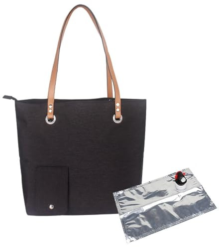 Wine Purse with Drink Dispenser, Large Capacity Wine Tote Bag Portable Wine Tote Leak-Proof Wine Cooler Bag Oxford Cloth Wine Purse with Hidden Spout