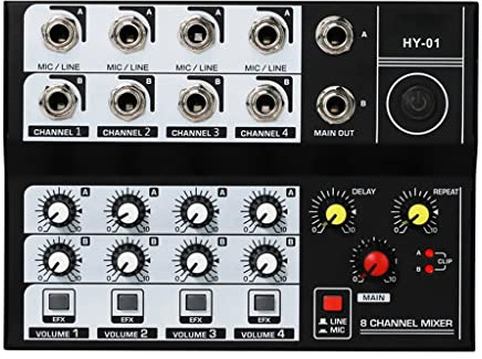 RUHEN Mixeur Audio USB Multifonction 8 canaux, mixeur de Son Portable, Professionnel, Usage Domestique, Double entrée Microphone