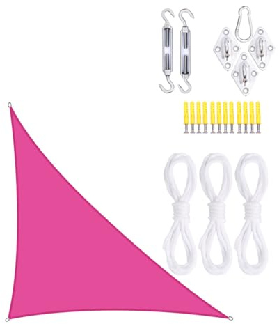 SLDAGe Tenda da Sole per Esterno Resistente all'Acqua,Vela Ombreggiante Triangolare Protezione UV,Tenda Parasole Esterno Rosa Rossa,Vela Ombreggiante Impermeabile per Terrazza Cortile,B,5x5x7.1m