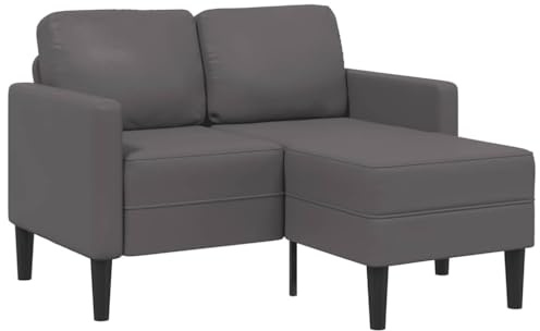 YITHOPI 2-Sitzer-Sofa mit Chaiselongue L-Form Grau Wohnzimmersofa Schlafzimmersofas für Gästehaus 125 cm Kunstleder