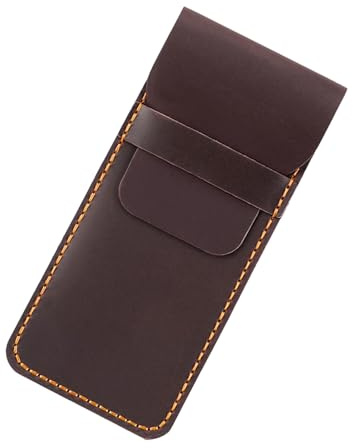 RGYBAO Stifteetui aus Leder, Vintage-Stil, großes Fach, tragbare Reise-Füllfederhalter-Organizer-Hülle für Männer und Frauen, braun, 7.3x16cm